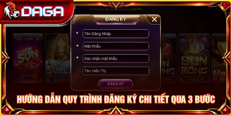 Hướng dẫn đăng ký tài khoản qua ba bước đơn giản, dễ thực hiện.