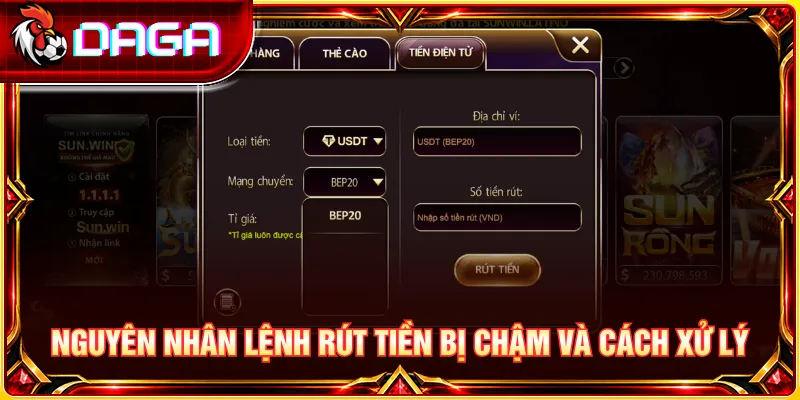 Phân tích nguyên nhân rút tiền chậm và hướng xử lý sự cố phù hợp.