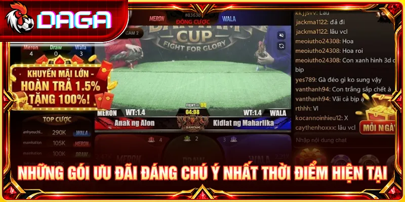 Top Chương Trình Khuyến Mãi Đá Gà Hot Nhất Tại Dagatructiep5.Io Tổng hợp các gói ưu đãi nổi bật cùng điều kiện nhận thưởng cần biết.